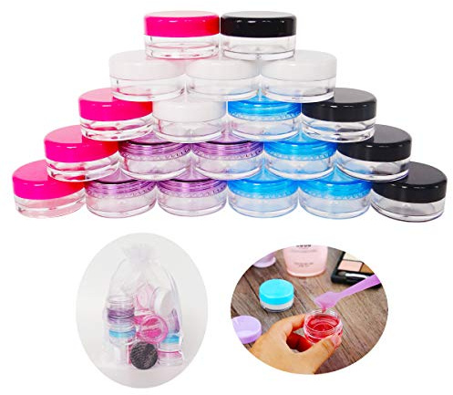 Wopanxye 20pcs 5g Probedöschen nailart 5ml Leerdose Kosmetikbehälter Cremedosen Schrauben klarer Tiegel Mini Dosen mit Schraubverschluss für Kosmetik, Lippenbalsam, Salben Pulver, Behälter Proben