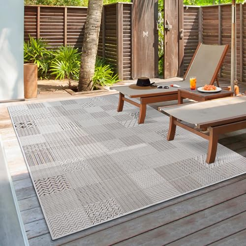 the carpet Lagos robuster Outdoor Teppich, modern, Wetterfest & UV-beständig, für Balkon, Terrasse und Wintergarten, Aber auch für die Küche geeignet, flachgewebt, Creme 1, 160 x 230 cm