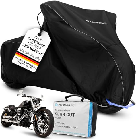 MYCOVER handgefertigte Chopper Abdeckplane Motorradabdeckung Winterfest wasserdicht - reißfeste & robuste Chopper Abdeckhaube -Outdoor & Indoor Motorcycle Cover - Größe C-XL+