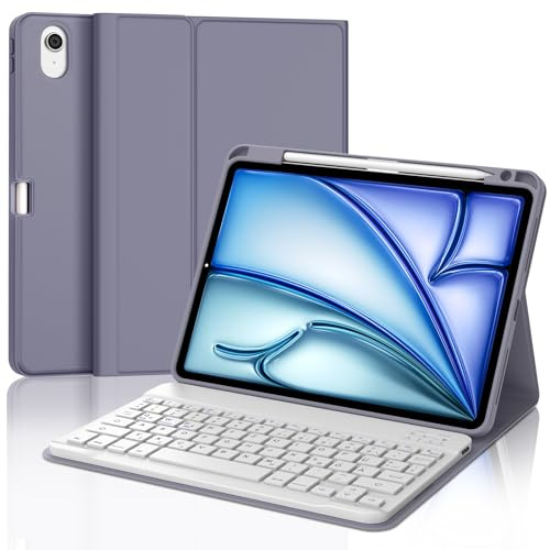 IVEOPPE Tastatur für iPad Air 11” M4 2026/M3 2025/M2 2024, Schutzhülle mit Stifthalter, Hülle mit Bluetooth Magnetisch QWERTZ Tastatur für iPad Air 11 Zoll 8./7./6. Generation M4/M3/M2, Lila