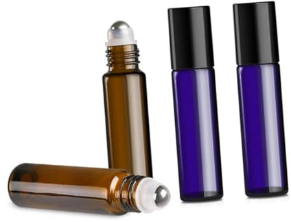CANIGHT 24piezas Botellas De Vidrio De Rodillo Set Para Aceites Esenciales Perfumes y Color Azul Reutilizables Prueba De Fugas