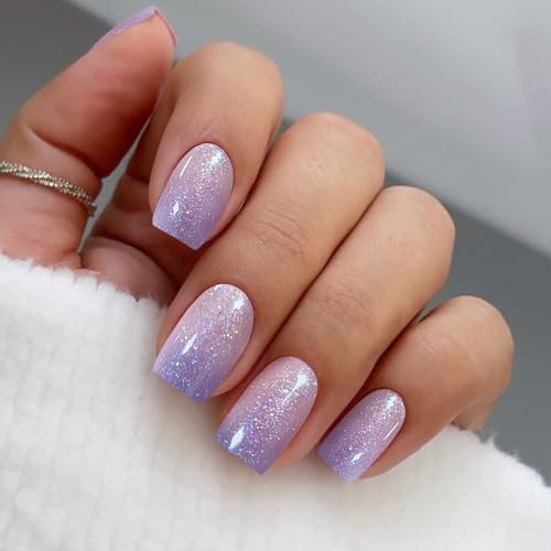 JMEOWIO Nagelfolie Glitzer Hellviolett Gel Nagelfolien Selbstklebend Nail Sticker Uv Härtend Dekoration Nageldesign Zubehör 0240