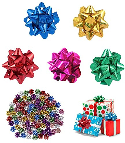 SEMINISMAR 100 Stücke Geschenkschleifen,Geschenk-Schleifen,2.5cm Schleifen Weihnachten Selbstklebend,Selbstklebend Kleine Dekoschleifen,Mini Bunte Geschenkschleifen,Geschenkschleife in Tollen Farben