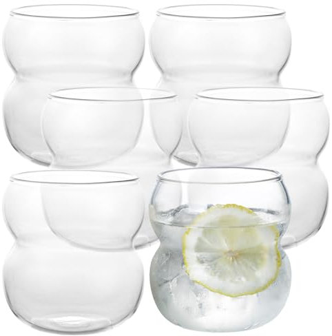 LDXDRU Set di 6 bicchieri a bolla da 380 ml, per latte macchiato, bicchieri da caffè, bicchieri da cocktail, bicchieri a bolla per matcha, espresso, gelato, cappuccino