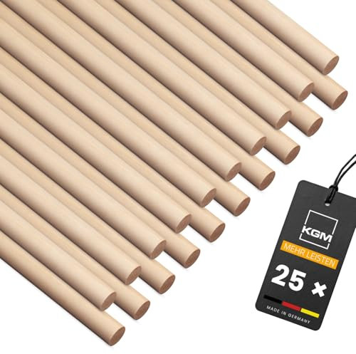KGM 10x Holzstäbe Ø8 mm x 1m Rundstab aus Buche, Perfekt zum Basteln, DIY Projekte und Kreative Raumgestaltung - Unbehandelt und Vielseitig Einsetzbar - Made in Germany
