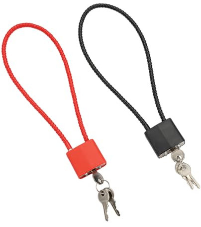 2 Pezzi Serratura a Cavo con Chiave, Lucchetto con Cavo, Lucchetto Bicicletta Antifurto Cancello Esterno, Lucchetto Lungo da Esterno Resistente, Nero e Rosso