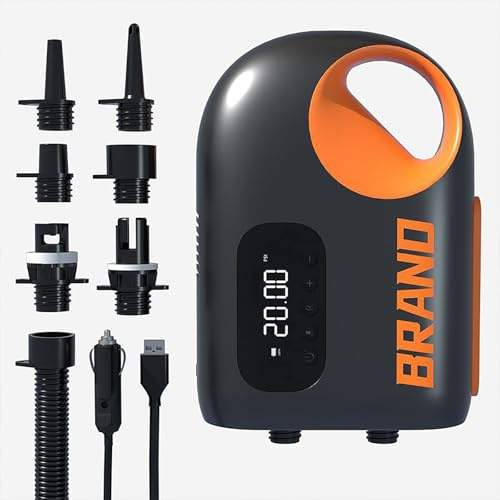EagerMinds Elektrische Pumpe, Hochdruck, 20 PSI, Akku, LED, Aufblasbar & Ablassbar, für SUP, Matratze, Boote, Zelt