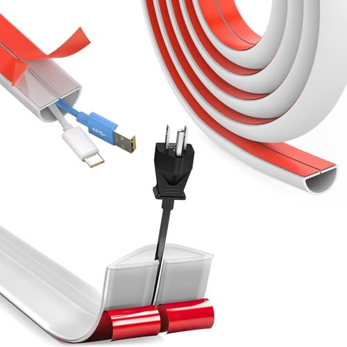 Mini Canalina Portacavi, Autoadesiva Canali a Cavo Semicircolare, Copricavo Flessibile, Canalina Passacavi Adesiva per Cavi sul Pavimento della Parete, 15mm×10mm (2m)