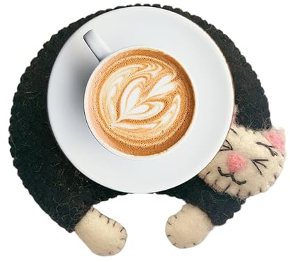 Sottobicchiere a forma di gatto, sottobicchiere in feltro, porta sottobicchieri in feltro di gatto, sottobicchiere in feltro resistente al calore, sottobicchiere assorbente per tabl