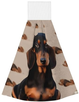 LPSRTWE Handtuch, saugfähig, Küchentücher, ultraweich, Korallen-Samt, Handtücher für Badezimmer, zum Aufhängen, Reinigungstücher, Dackel, Hund, Waschlappen, Geschirrtücher für Zuhause, 45,7 x 35,6 cm