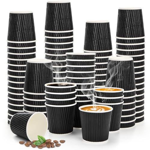 Nicunom 250 Pcs Disposable Espresso Cups, 4 oz/120 ml Premium Insulated Paper Espresso Cup Corrugated Disposable Coffee Cups Small Ripple Wall Hot Cup for Hot Beverage or Cold Drinks