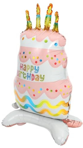 LABRIMP Cartoon Cake Shape Balloon Happy Birthday Foil Balloons for Birthday Party Decorations