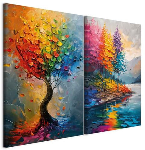 murando - Set De 2 Composición Cuadros Collage Tiro Al Blanco En El Agua 120x90 Cm 2 Piezas 60x90 cm Cada - Conjunto De 2 - Cuadro Decoración Salón Modernos - Fantasía - c-H-10080-b-a