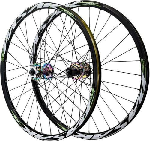 Set Di Ruote MTB Con Perno Passante 26/27,5 Pollici, Freno A Disco in Lega Di Alluminio HG Sealed Bearing 32H Ruota Anteriore E Posteriore 29ER Cerchio Per 7-12 Velocità 2215G,Colorato,27.5inch