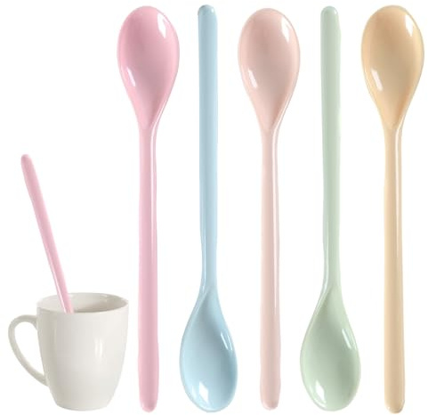 5 Stück EierlöFfel Kunststoff PlastiklöFfel Klein Langer EierlöFfel Plastik LöFfel Lange LöFfel TeelöFfel PlastiklöFfel Groß Bunt PlastiklöFfel Lang MarmeladenlöFfel EislöFfel Bunte JoghurtlöFfel