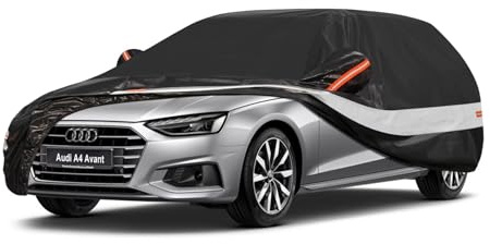 Holthly 10 Schichten Autoabdeckung Kombi 100% Wasserdicht,Auto Abdeckplane für Vollgarage.Autoplane Passend für Audi A4 Avant,VW Passat Estate,Octavia Combi,BMW 3er Touring.Autogarage Schwarz C13