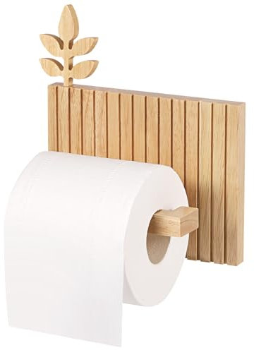 Porte-papier toilette en bois avec motif de feuilles, fixation murale, lattes rustiques, rangement salle de bain