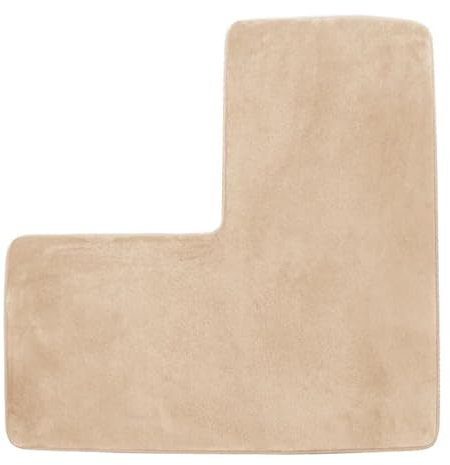 YongXinMY Tappetino da bagno a forma di L, tappetino angolare per doccia, in morbido pile di corallo, antiscivolo, assorbente, lavabile, per vasca da doccia quadrata, WC, uso domestico e spa (beige)