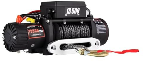 TIEOAXFT Cabrestante eléctrico for camión de 13 500 Libras, cabrestante eléctrico de 12 V, Cuerda sintética for ATV con Control Remoto for Remolque de automóvil 4x4, ATV, camión
