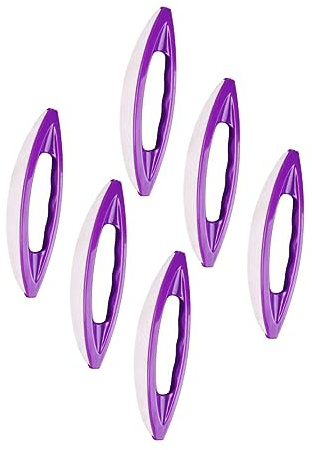 BAZEITFLOW Nail Waxing Tool Abs Nail Polishing Brush 6pcs Purple Sheepskin Buffers Accessory for DIY Manicure
