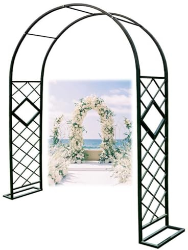 Arche Jardin en Métal, Treillis Plante Grimpante Exterieur De 230cm Haut, Arceau À Rosier Tonnelle en Métal Robuste pour Grimper, Vignes, Mariage, Décoration De Fête(Blanc,140x230cm)