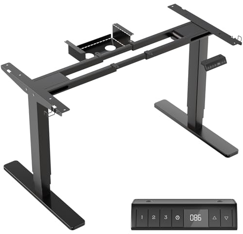JUMMICO Höhenverstellbarer Schreibtisch Tischgestell mit 3-Stufen-Teleskop, Tragfähig bis 100KG, Höhenverstellbarer Tisch Gestell (60-125cm) mit Memory-Steuerung, Sitzen-Erinnerung & Timer, Schwarz