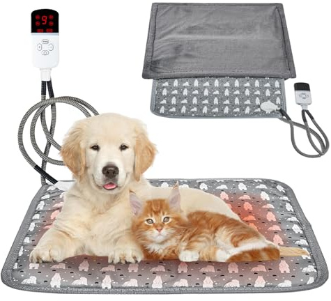 PORFOYO Wärmedecke Katze, 45x45 cm Selbstheizende Decke für Katzen Hunde und Kleine Tiere Elektrische Heizdecke für Hunde und Katzen Waschbar Weich Sicher Thermodecke Haustierdecke Winterfest Grau