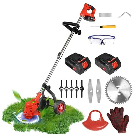 SMTYXS 24V 2000mAh Lawn Mower Cordless Mower Dual Power With Flap + Holder Wheel, Mower Power Brushless Electric Lawn Mower