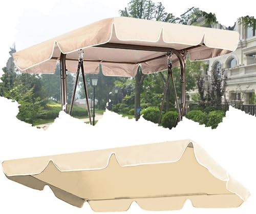 VLKLPZAHAK Swing Canopy Replacement 3-Seater Swing Chair Replacement Cover Porch Swing Seat Canopy, Waterproof Windproof UV Resistant Fabric(Beige,56x47.2in-142x120cm)