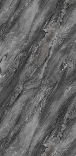 AMON Wandpaneele 122x244cm in Marmor- Granit-Optik (Obsidian Grey) ideal als Duschrückwand Badrückwand Küchenrückwand TV-Rückwand Dusch- Bad- Wand-Verkleidung aus 3mm PVC Wasserdicht Wasserfest