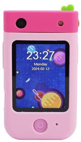 VELATEMOR Kids Smart Phone for Girls Boys, 2.8 Inch 180° Flip Touchscreen Camera 1080P Video Portable Toddler Learning Play Toy with Puzzle Games Alarm Clock Flashlight (Rabbit Pink)