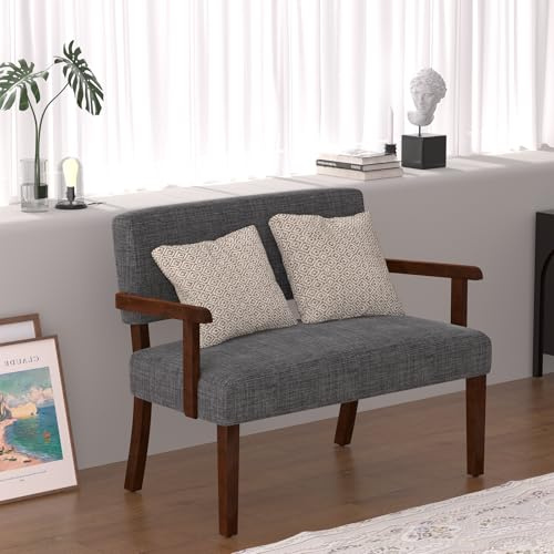 EOSVALO Sitzbank mit Lehne, 107x57x83cm, Esszimmerbank, Küchensofa | Küchenbank mit Weichem Sitz und Armlehnen, für Wohnzimmer, Esszimmer, Leseraum und Warteräume