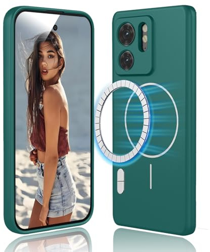 DESSEN Funda Magnetica para Motorola Moto Edge 40 5G (Not for 40 Neo) - Carcasa de Silicona Líquida Suave, Antigolpes Protector Camara Móvil Case, Compatible con Accesorios Magnéticos, Verde Oscuro