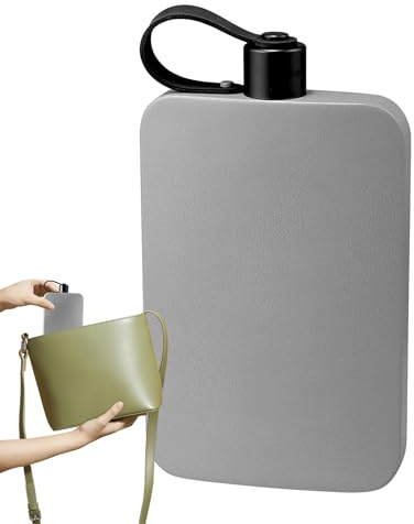 Dewireaey Bouteille D'eau Plate Pour Voyage - Gourde Isotherme Camping En Acier Inoxydable Avec Bouchon - Tumbler Plate 500ml pour Randonnée Camping École Salle de Sport Concert Transport