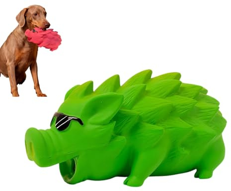 Feizikaw Latex Hundespielzeug, Schwein Kauzubehör für Hunde, langlebiges Quietschspielzeug, Hundespielzeug für Welpen, lustige Tierform Spielzeug (Grün)
