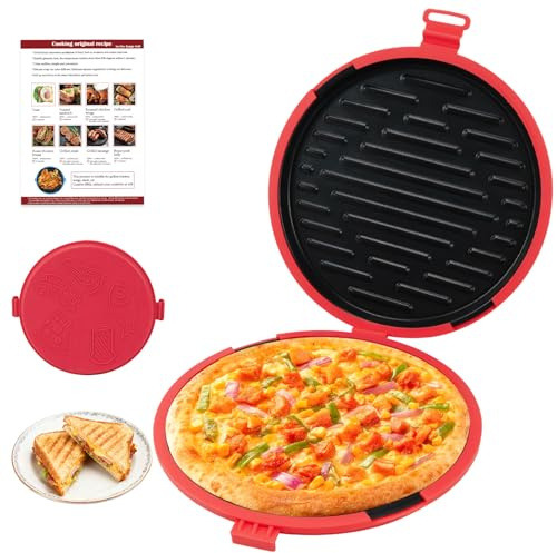 Microwave Toastie Sandwich Maker, Microwave Toastie Maker with Removable Non-Stick Plates,Microwave Pizza Pan (Frozen pre-Made Pizzas) Perfect for Sandwiches,Bacon,Fried Dumplings, and Easy Cleaning