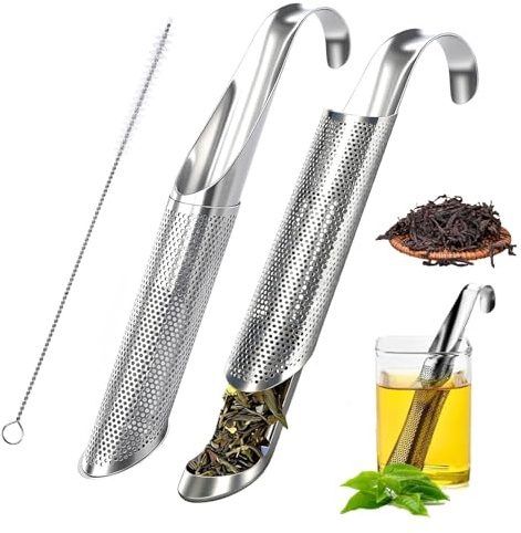 JYNXOR Infusor de te,2 Piezas Filtro te,Difusor de té de Acero Inoxidable,Filtro de té de Malla Fina con Mango de Gancho,Colador de té de Acero Inoxidable para tés,Especias,Rosa,Café