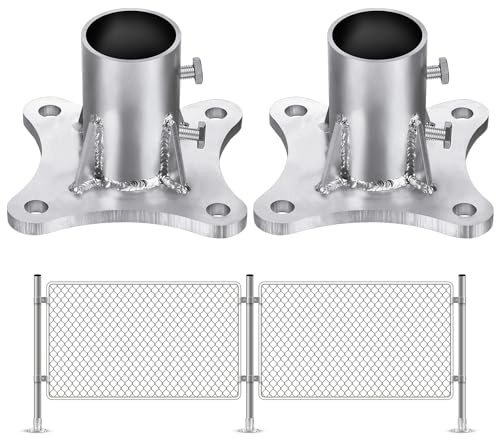 Zonon 2 Pcs 2 Inch Chain Link Fence Metal Post Base Parts (1-7/8 Od) Pipe Floor Flanges Galvanized Steel Round Posts, Outdoor