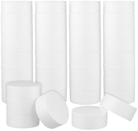 HAKZEON 48 Pack 4 Inch Foam Circles for Crafts, 1.57 Inch Thick Polystyrene Round Floral Foam Discs for Craft Making, Cake Sculpting, Sculpture, Modeling, DIY Projects