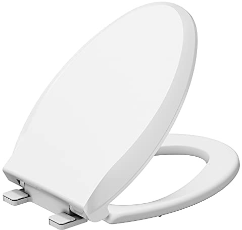 Elongated Toilet Seat Slow Close, Easy to Install & Clean, Soft Close Toilet Seat, Detachable Seat for Longtime Usage, White