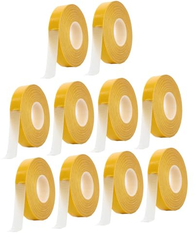 YWMJZEU 10 Rotoli Nastro Biadesivo Fibra di Vetro Resistente Nastro Adesivo Tela Nastro Trasparente Rimovibile Nastro Fissaggio Tappeti Adatto a Feste Cucito