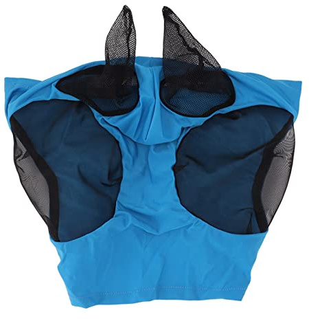 Eujgoov Hästflugmask med öronskydd, Andningsbart Tyg, beständigt, Perfekt för Alla Hästar, stall- och Stigridning (Blå)