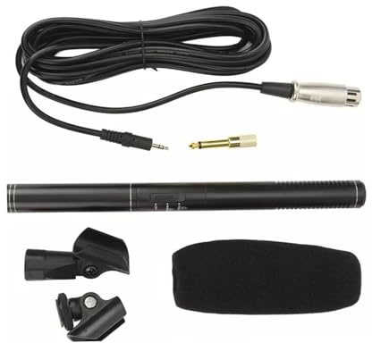 RASTKY ABS Metal Wired Microphone Stable Signal Transmission for Camera Camcorder XLR Cable, Package Includes: Pole Holder Hot Shoe Clamp Windscreen