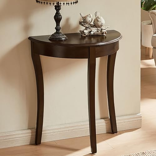 MMXYNXYD Console Meuble Demi-Lune, Table D'appoint en Bois Massif pour Entree, Placer Derrière Canapé, Couloir, Salon(Brown)