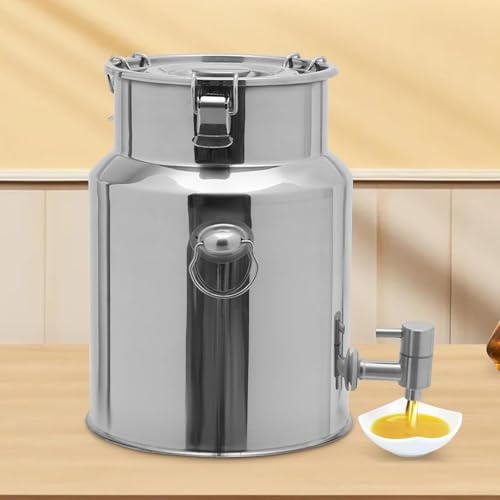 Jarra de agua de acero inoxidable con tapa y grifo para almacenamiento de líquidos, recipiente de agua duradero para uso doméstico y agrícola