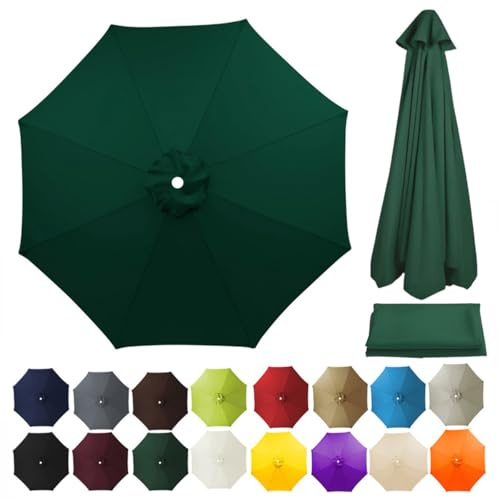 2.7/3/3.5/4m Sonnenschirm Ersatzbezug 8 Streben Terrassenschirm Bespannung Stoffbezug, Gartenschirm Ersatz-Überdachung, Für Ampelschirm, Hof, Garten, Strand, Pool(Dark Green,3.5m)