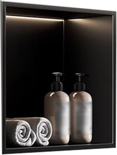 KJoBDwz Estante for nicho de Ducha, nicho de Ducha de Acero Inoxidable, Estante Empotrado con luz LED for instalación de Almacenamiento en el baño