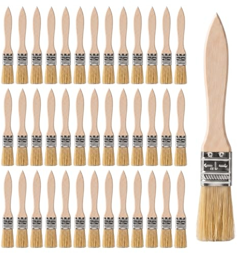 40 Pièces Pinceaux Peinture Mur, 17 cm Pinceau Lasure Bois Exterieur | Ensemble à Peindre avec Manche Bois, Professionnels Plat Universel, pour Murale, Vernis, Colles et Bricolage
