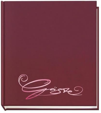 VELOFLEX 5420020 - Gästebuch Classic mit Prägung Gäste, 144 Seiten weißes blanko Papier, 205 x 240 mm, wein-rot