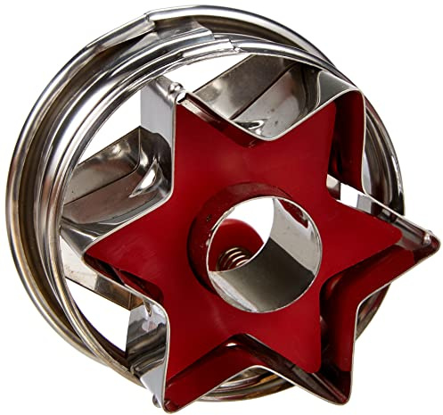 Städter 966322 Ausstecher mit Auswerfer Außenstern, Edelstahl, Silber/rot, 4,8 x 4,8 x 4,8 cm